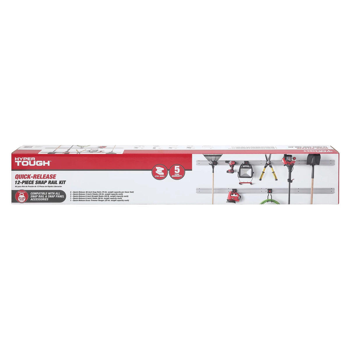 12-Piece Quick-Release Snap Rail Kit Garage Organizer System C62344