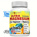 Magnesium Vitamin B6 Complex Supplement 420mg 120 Vegan Capsules O93421