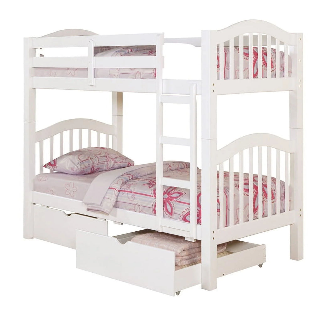 Twin Wooden Bunk Bed in White Y11255
