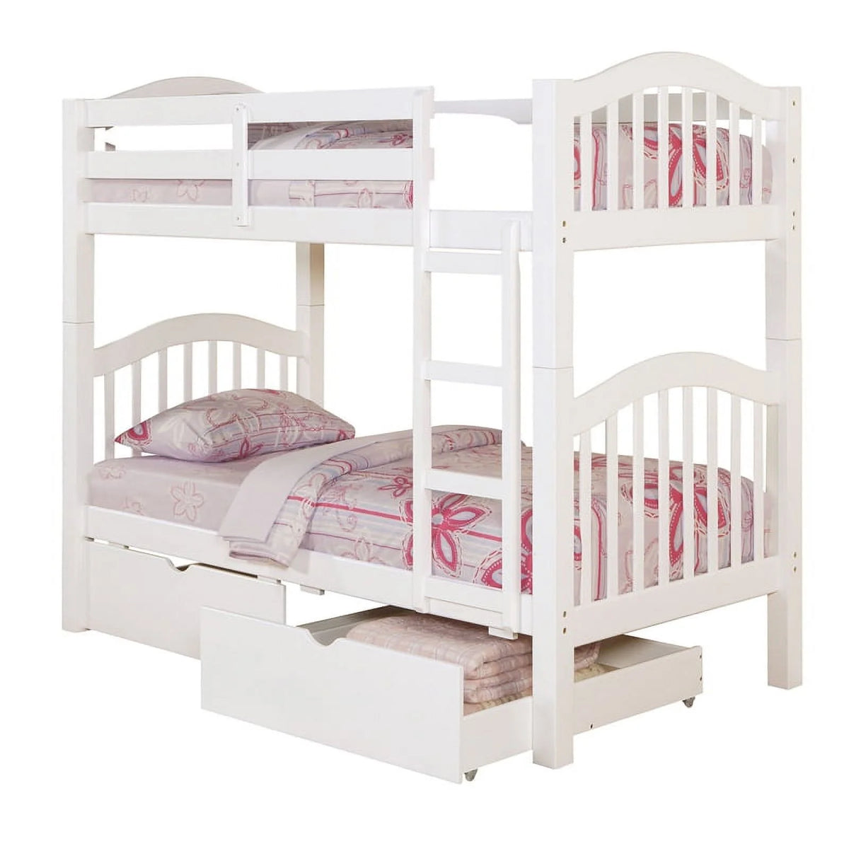 Twin Wooden Bunk Bed in White Y11255
