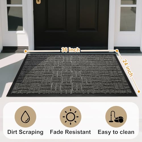 Yellow 36x17 Inches Non-Slip Low-Profile Front Door Mat L95513
