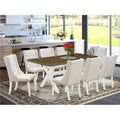 9 Piece Linen White Dining Room Set S328233