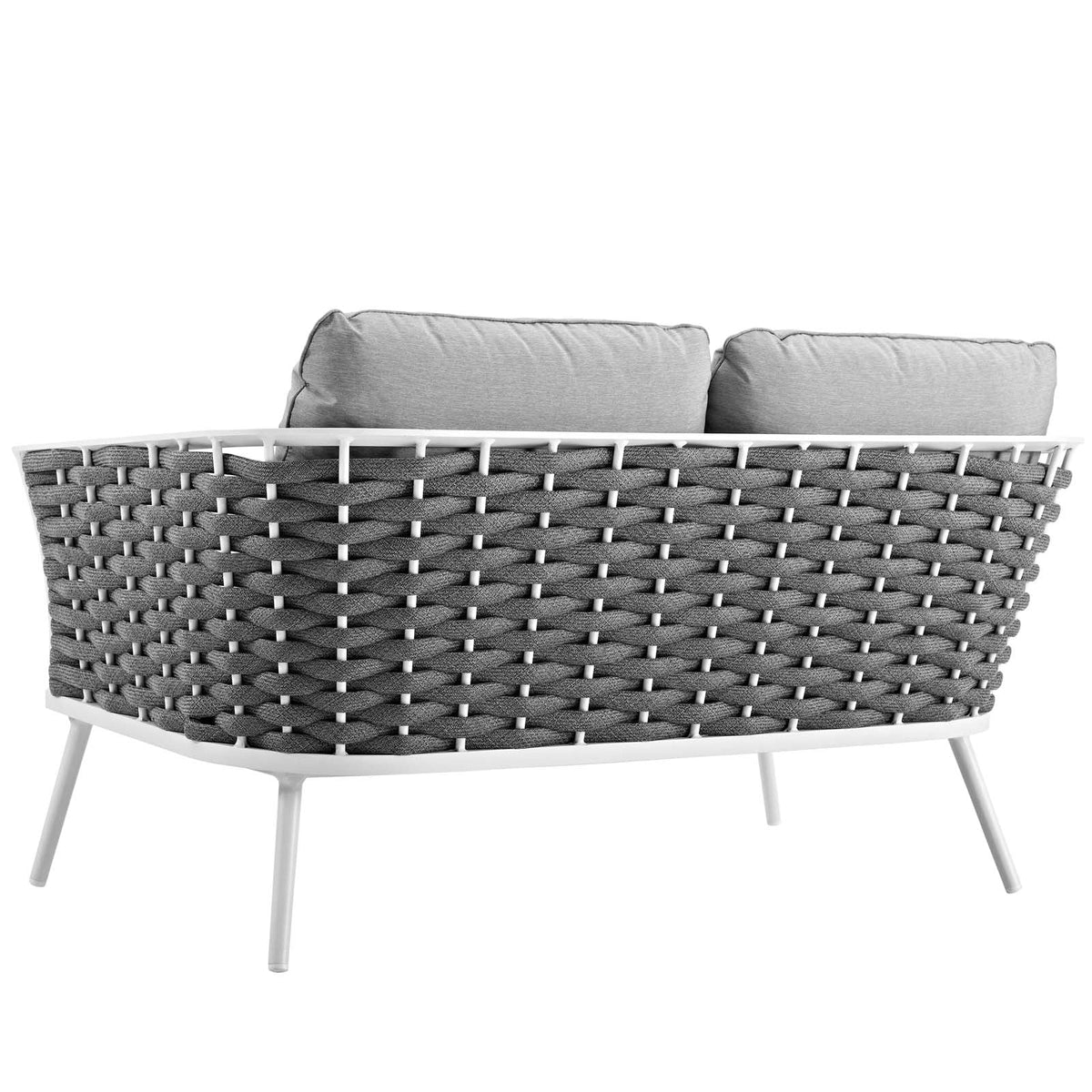 White Grey Aluminum Outdoor Loveseat Sofa W2371
