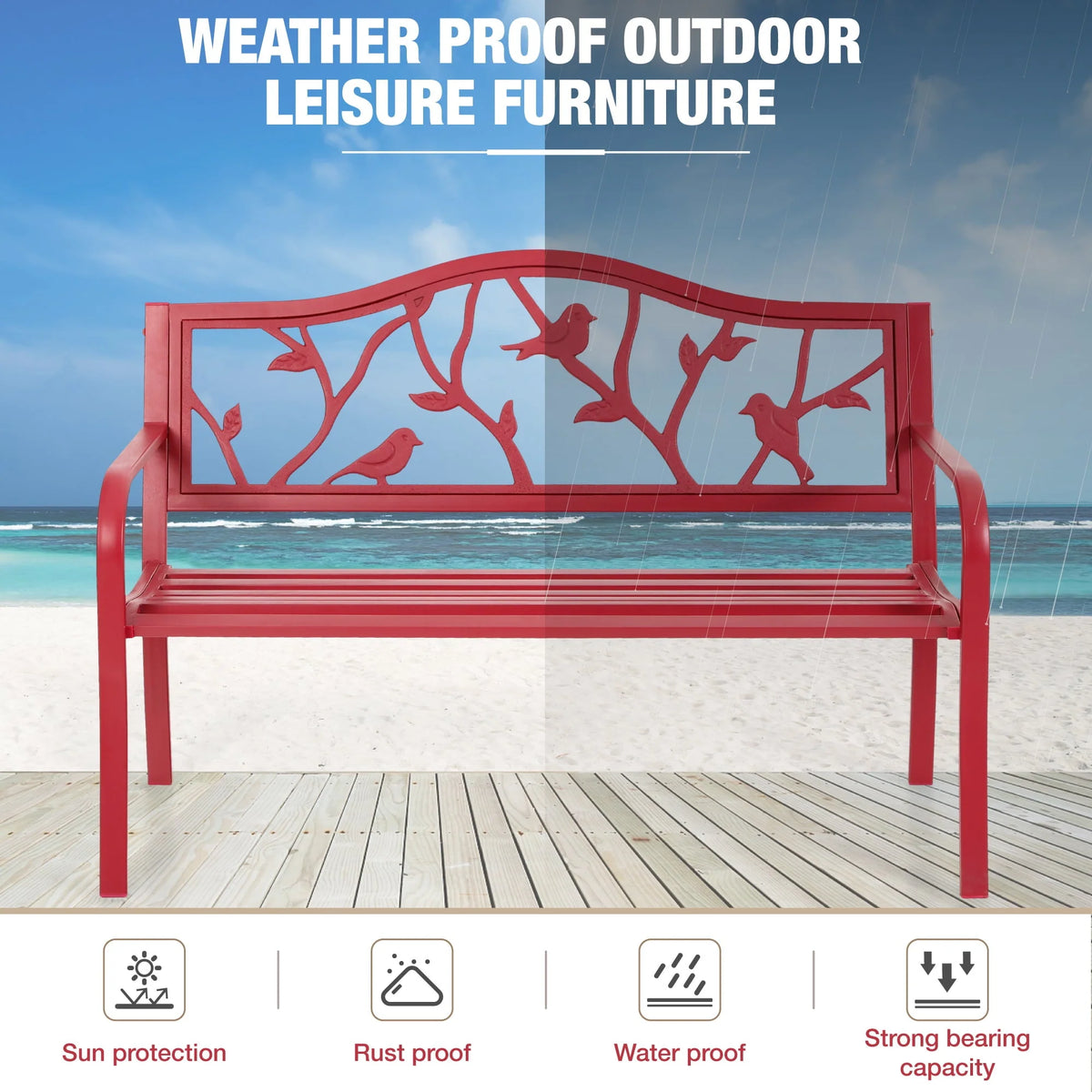 50” Outdoor Metal Patio Garden Bench L881