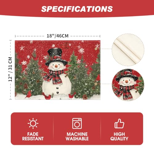 Snowman Cardinals Trees Christmas Placemats Set of 4 M19693