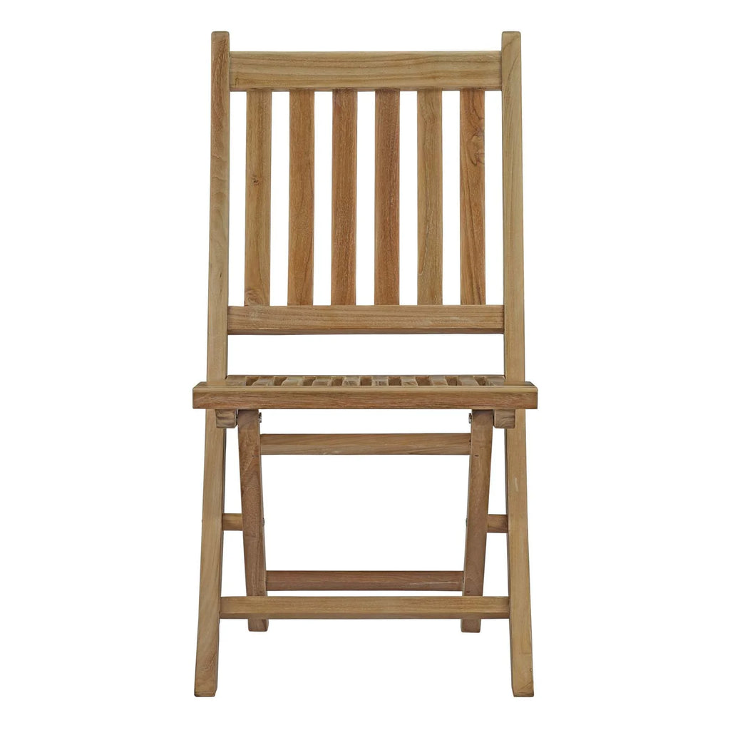Outdoor Patio Side Dining Chair and Table Set, Wood, Natural S86330
