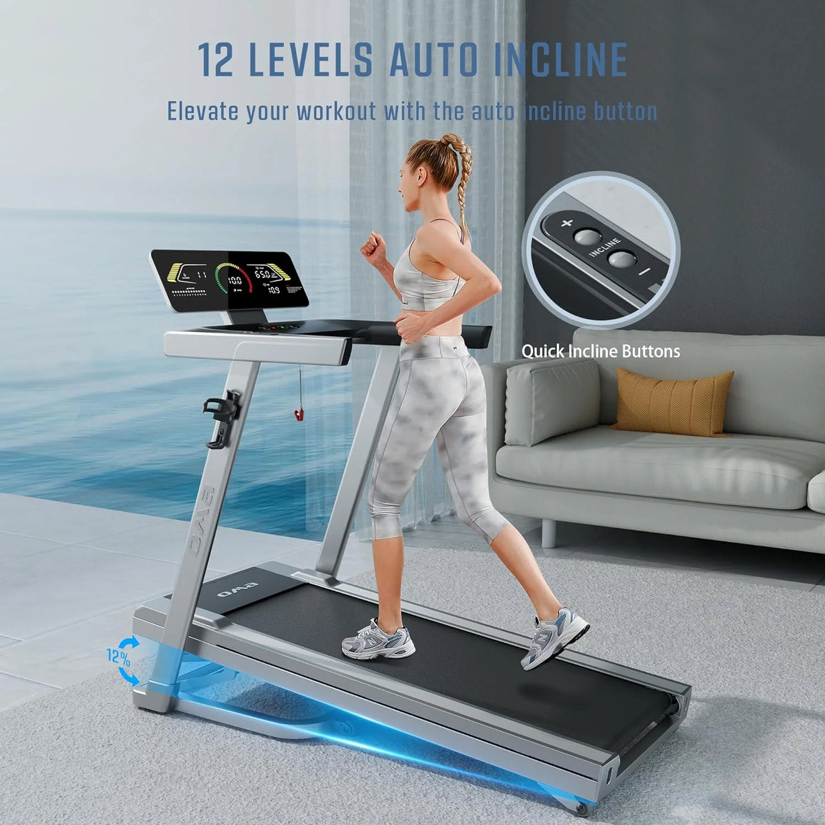 Foldable Electric Treadmill with 2.5 HP and 3-level Incline W576