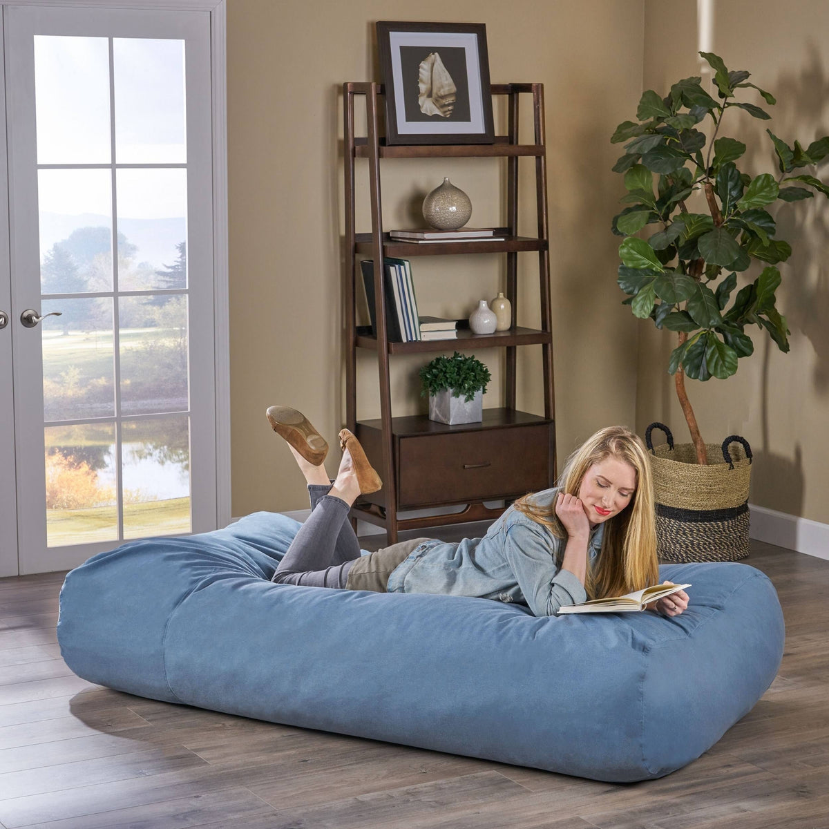 Indoor Water Resistant 6'x3' Lounger Bean Bag Teal E141