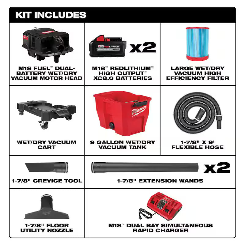 9 Gal. Cordless Wet/Dry Shop Vacuum Kit with Filter W25527