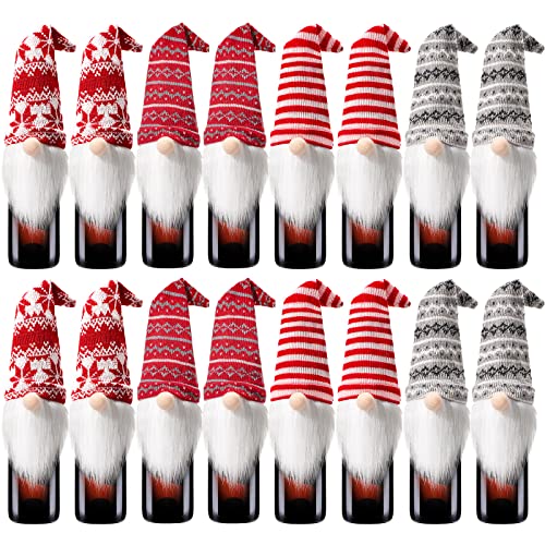 Handmade Plush Christmas Gnome Bottle Toppers 8 Pieces O42948