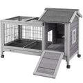 Rabbit Hutch Bunny Cage Guinea Pig House with Wheels B97852