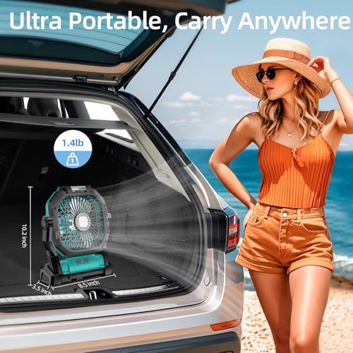 Rechargeable 20000mAh Portable Camping Fan with LED Light Y869338