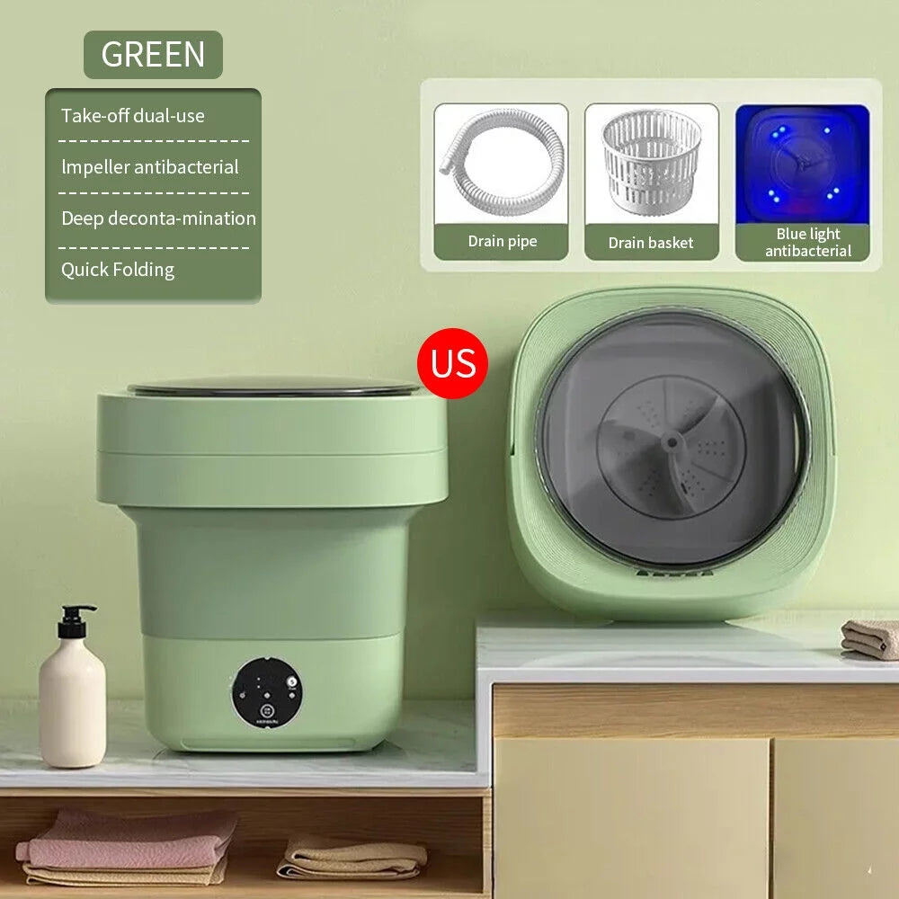 Portable Mini Folding Washing Machine 8L Green Z86425