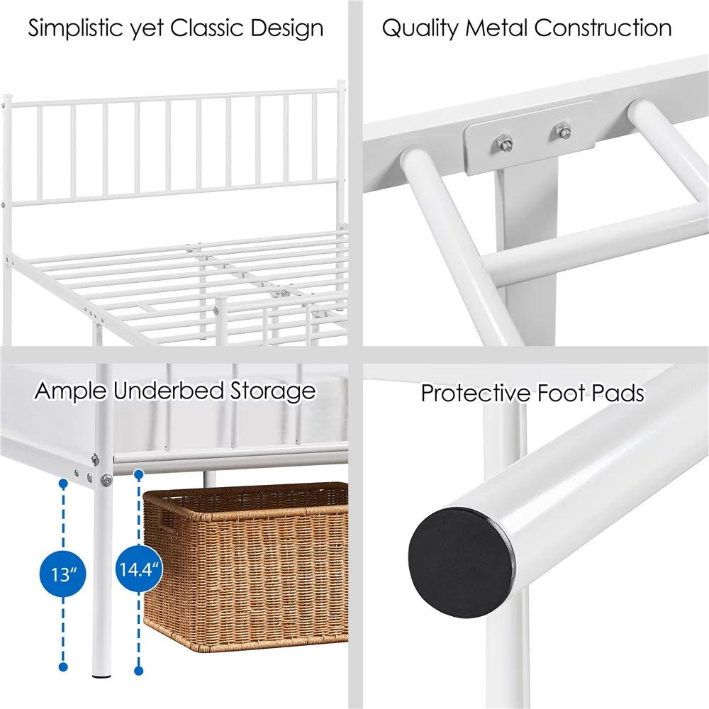 Queen Metal Bed Frame with Spindle Headboard and Footboard O20031