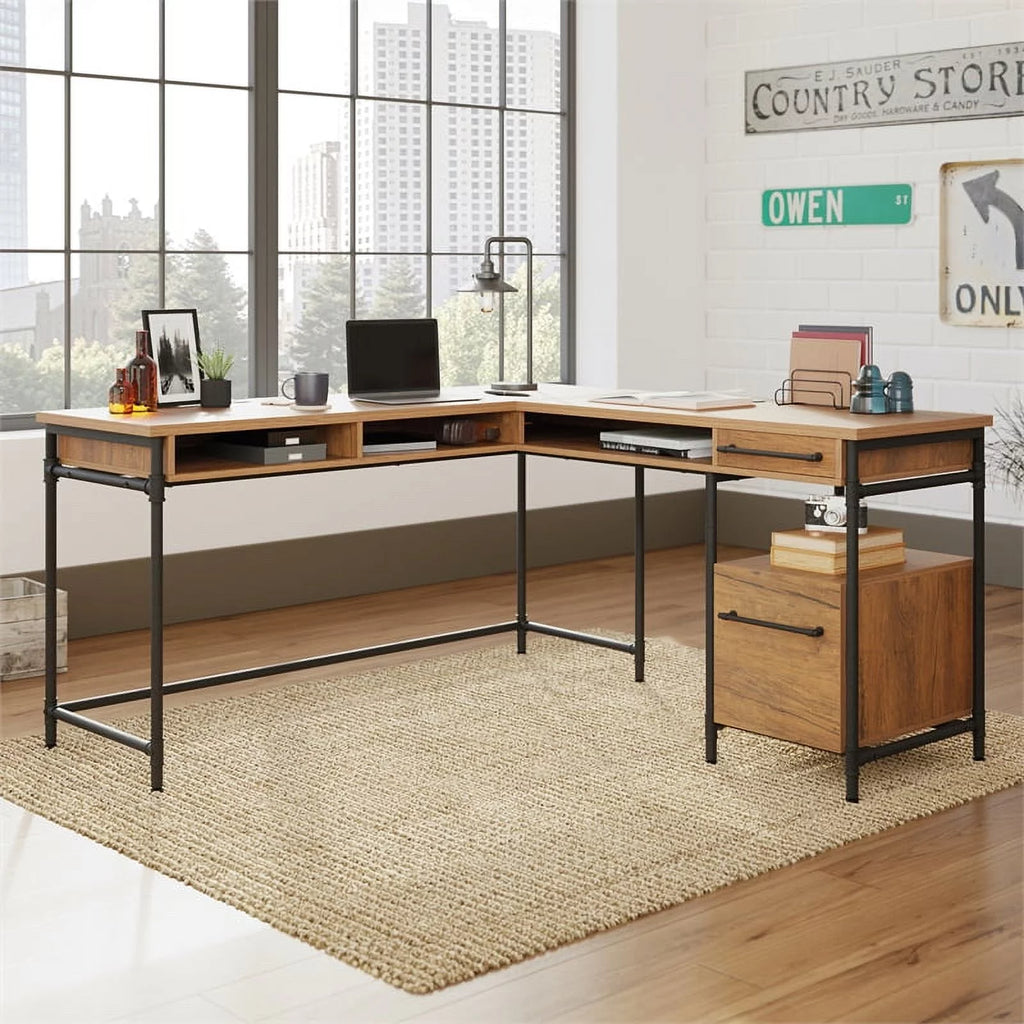 Contemporary Engineered Wood L-Desk H907