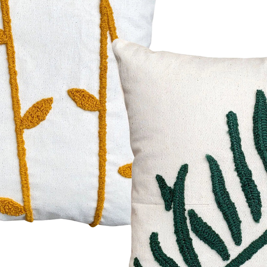 17 x 17 Inch 2 Piece Cotton Throw Pillow Set O410