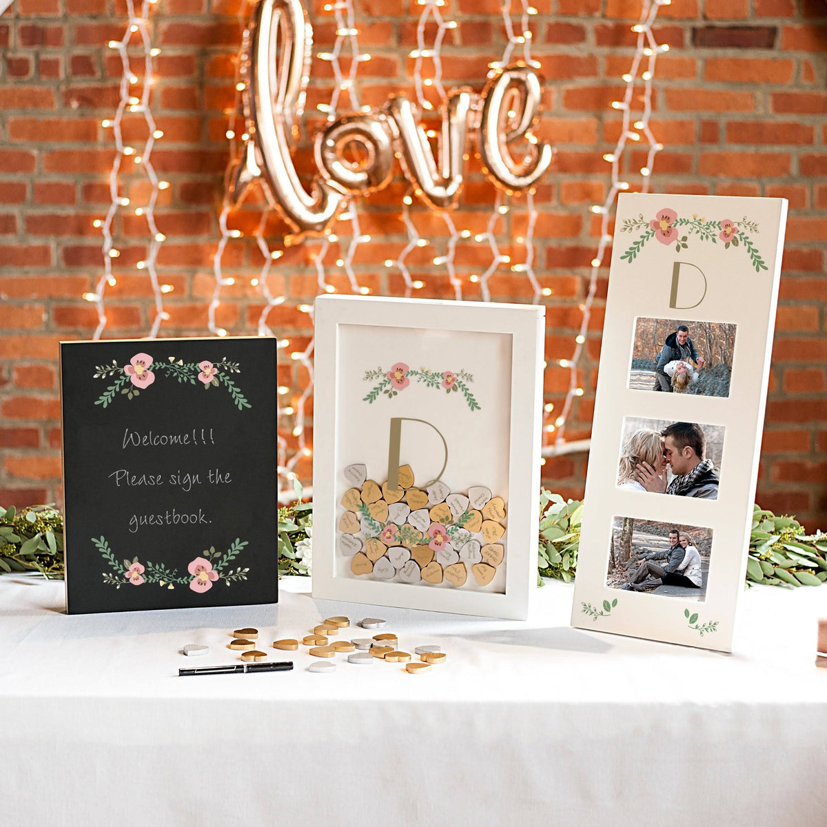 Floral Heart Drop Guestbook P5817