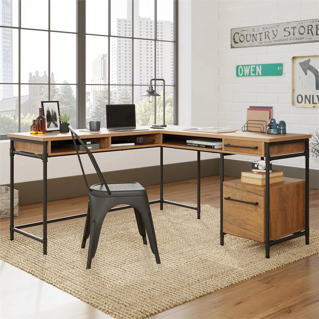 Contemporary Engineered Wood L-Desk H907