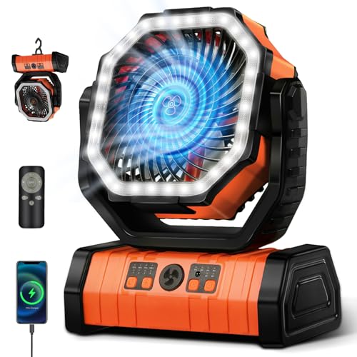 20000mAh Portable Camping Fan with LED Light F6984