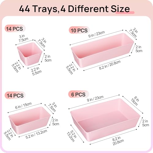 Clear Plastic 44 Pcs Drawer Organizer Set W2549