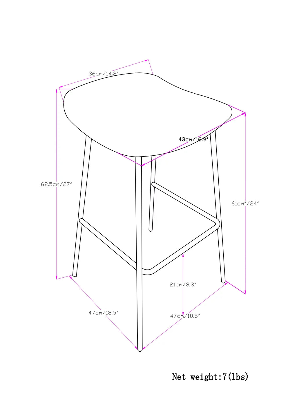 Charcoal Grey Faux Leather Height Stool N606