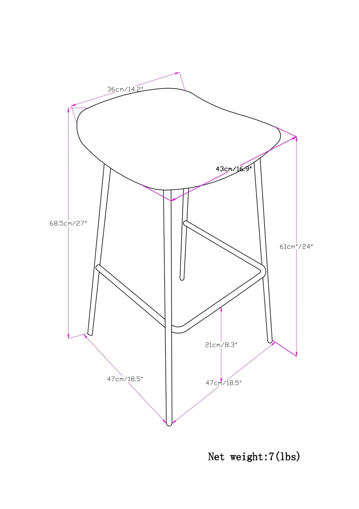 Charcoal Grey Faux Leather Height Stool N606