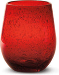 Red 16 Oz. Bubble Glass Stemless Wine Glassware N6257