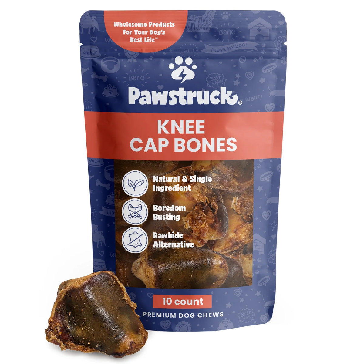 Natural Beef Knee Cap Bones for Dogs 10 Count D801