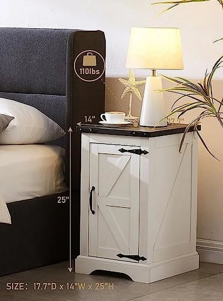 Black Rectangular Wood Nightstand with Charging Station M90235