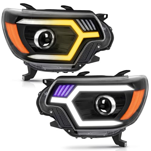 LED Headlight Assembly with Sequential Turn Signal Black Housing Amber Reflector W560039