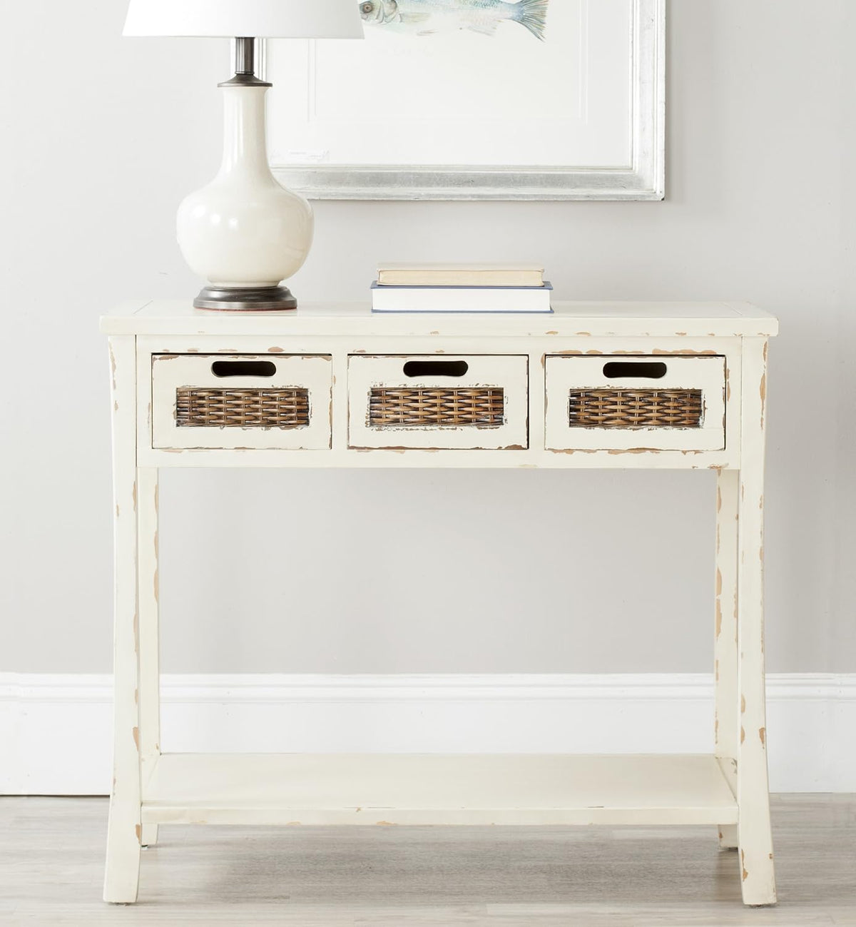 French Grey 3-Drawer Console Table P9098