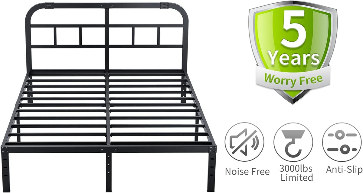 14” Heavy Duty Metal California King Bed Frame with Headboard C7817