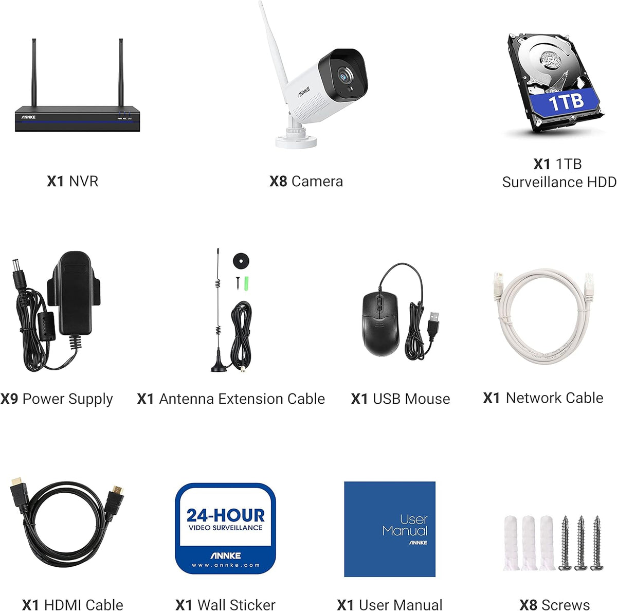 8CH Wireless Security Camera System with 1TB Hard Drive F650
