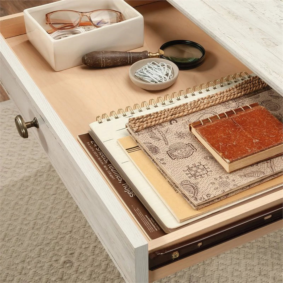 White Plank Finish Executive Desk E564