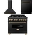36 In. Dual Fuel Range, Range Hood, Dishwasher in Black Stainless Steel C369904