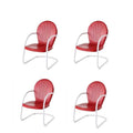 Set of 4 Red Metal Arm Chair V716401