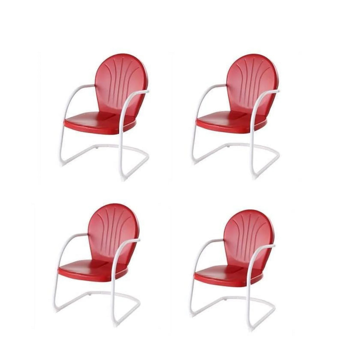 Set of 4 Red Metal Arm Chair V716401