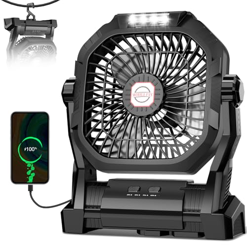 Rechargeable 20000mAh Portable Camping Fan with LED Light Y869338