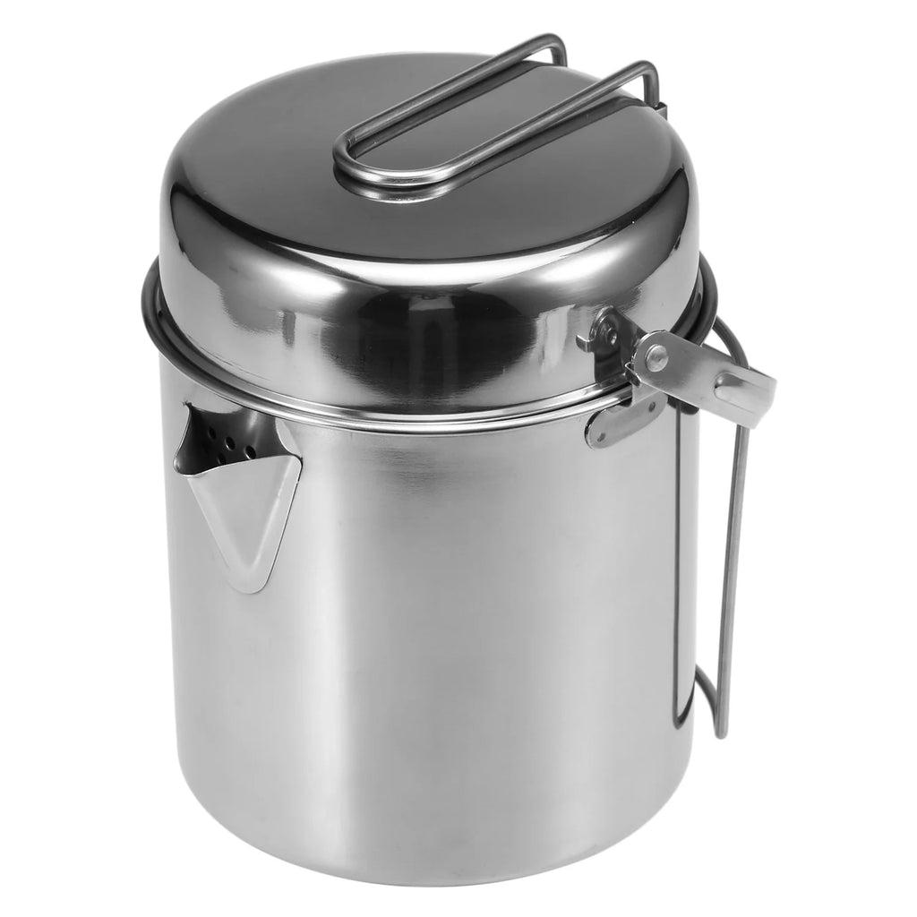 1L Stainless Steel Camping Kettle with Foldable Handle X1342