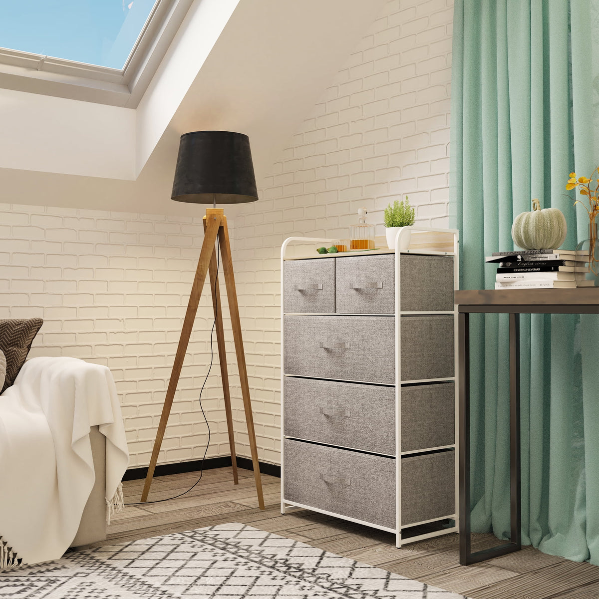 Cool Gray 7 Drawer Fabric Dresser R81093
