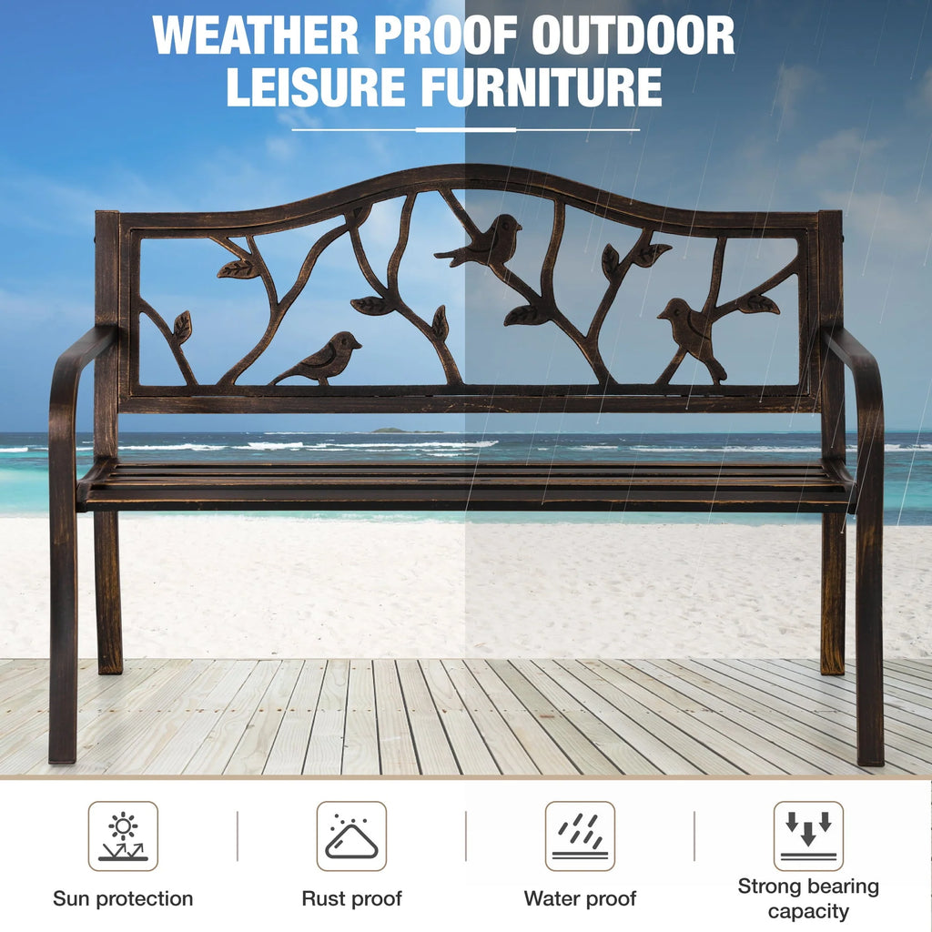 50” Outdoor Metal Patio Garden Bench L881