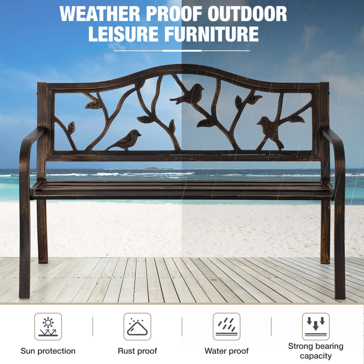 50” Outdoor Metal Patio Garden Bench L881