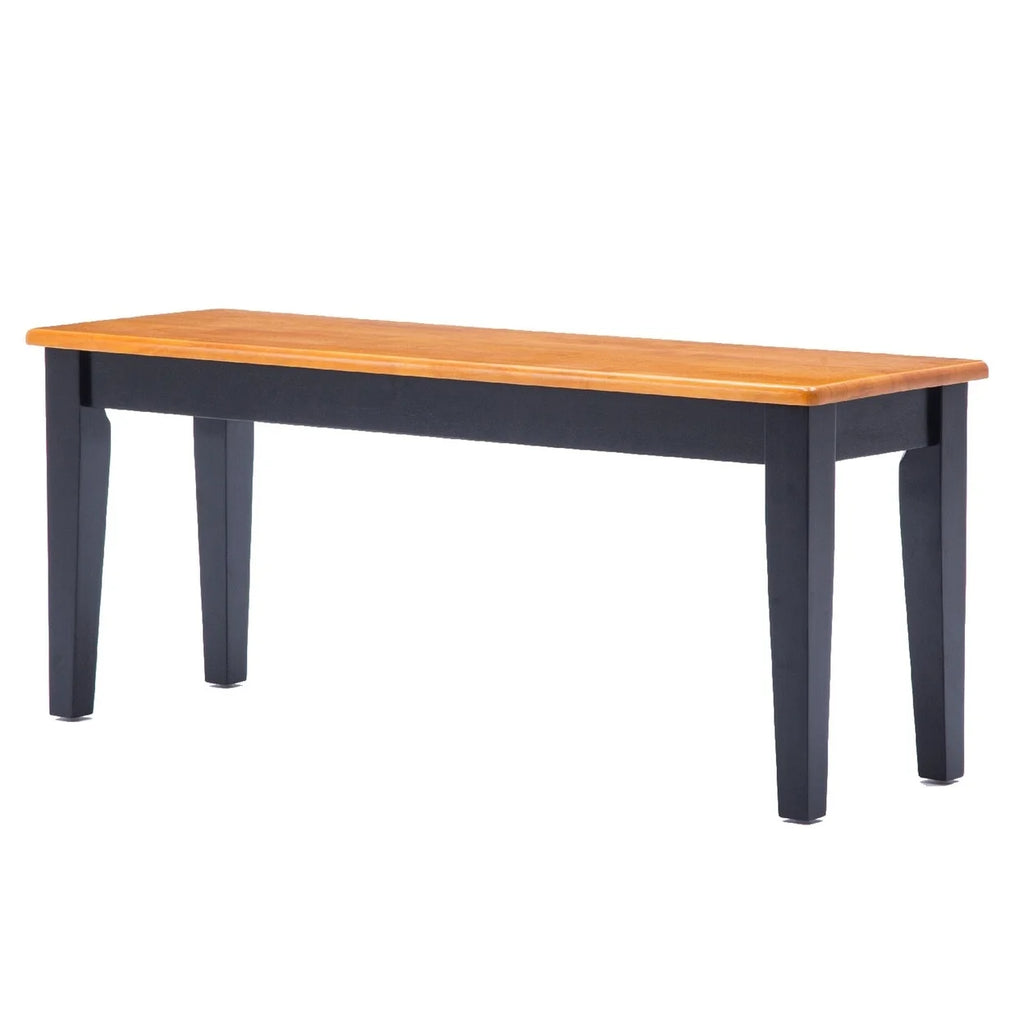 44 Inch Two Tone Dining Bench Tapered Legs Oak Jet Black Wood X3981