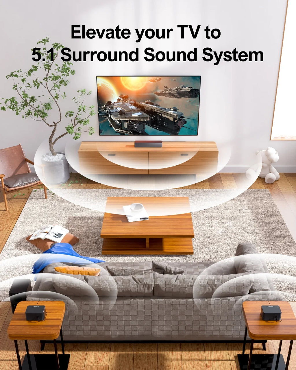 5.1 Surround Sound Bar with Wireless Subwoofer and Rear Speakers S523