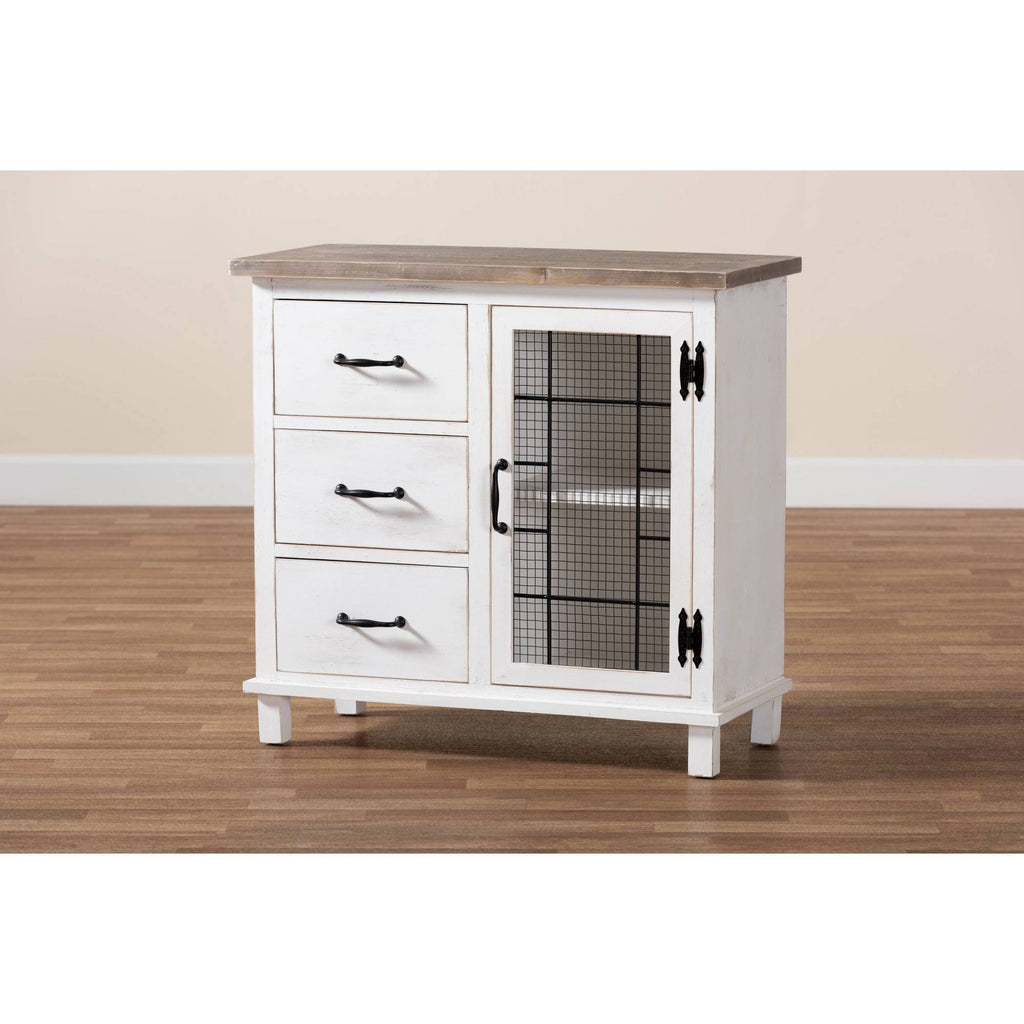 White Oak Brown 3-Drawer Wood Storage Cabinet V7842