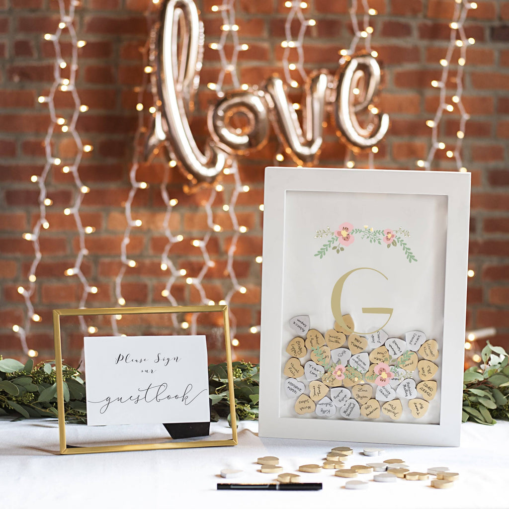 Floral Heart Drop Guestbook P5817