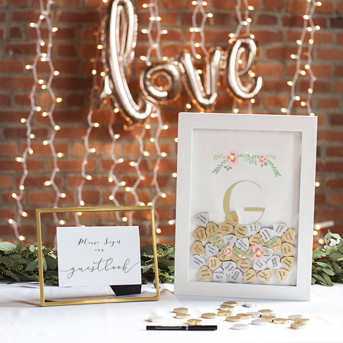 Floral Heart Drop Guestbook P5817