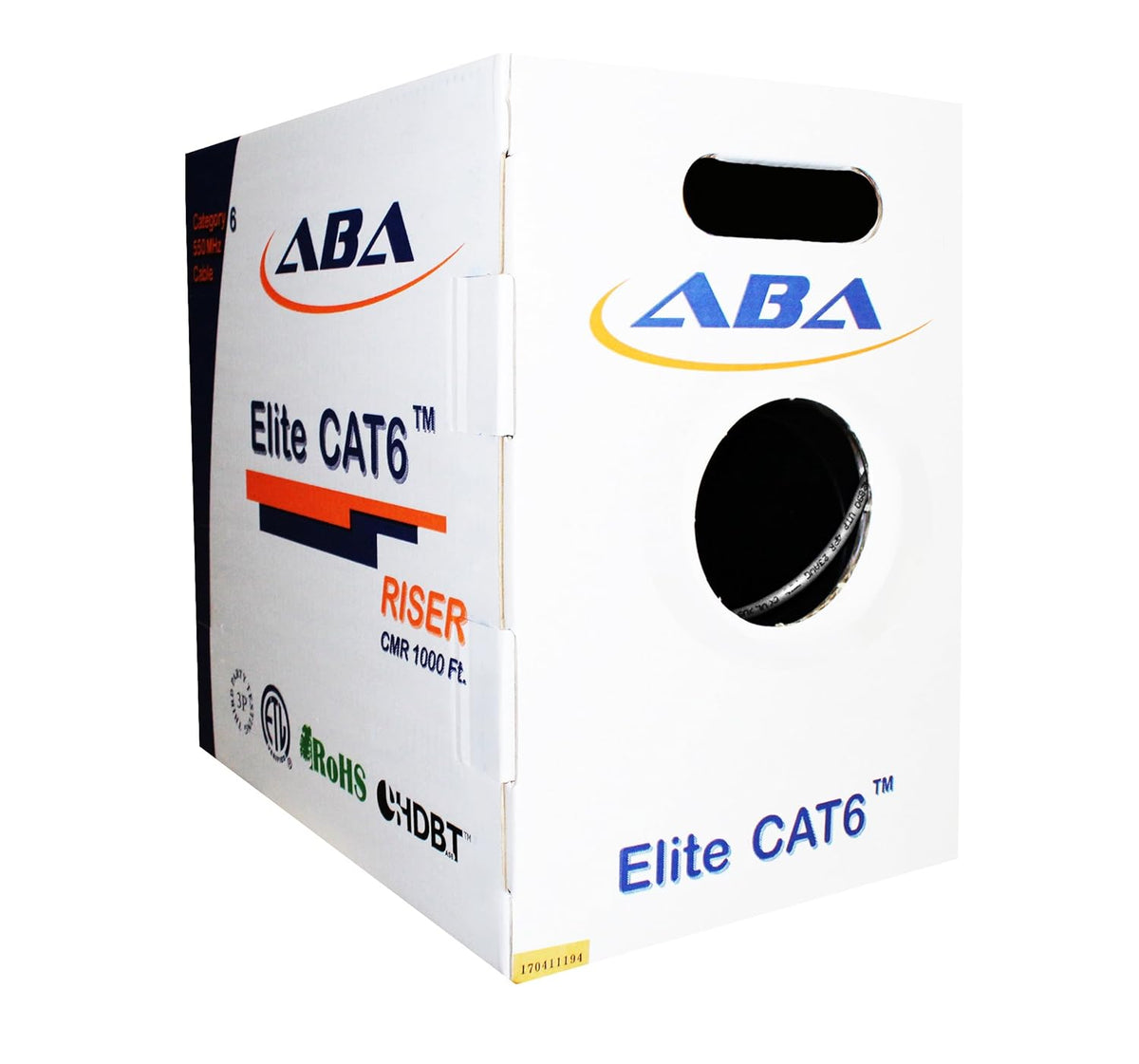 White 1000ft Cat6 Riser UTP 23AWG Bare Copper Ethernet Cable C7408