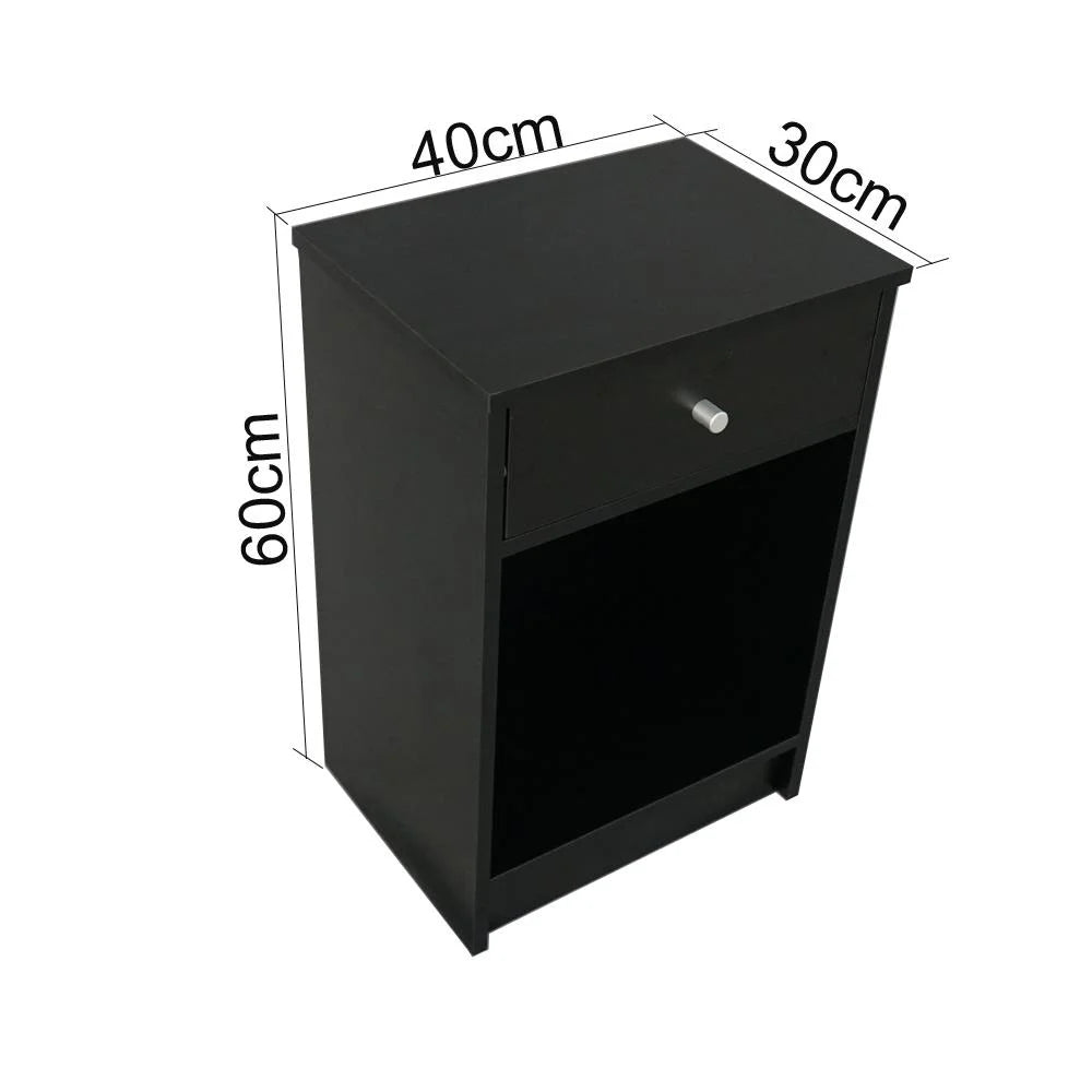 Black Wood 1 Drawer Bedside Table C381752