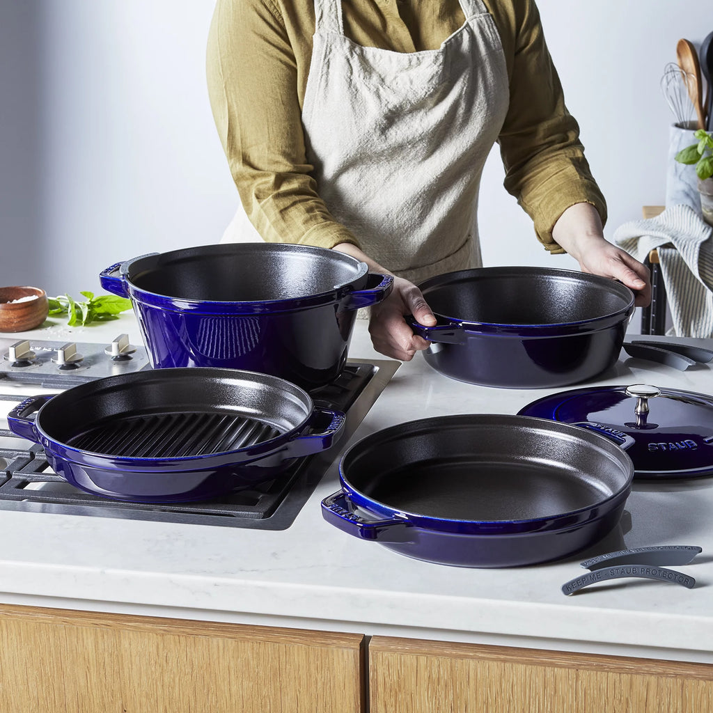 Dark Blue 4-pc Cast Iron Cookware Set V694620
